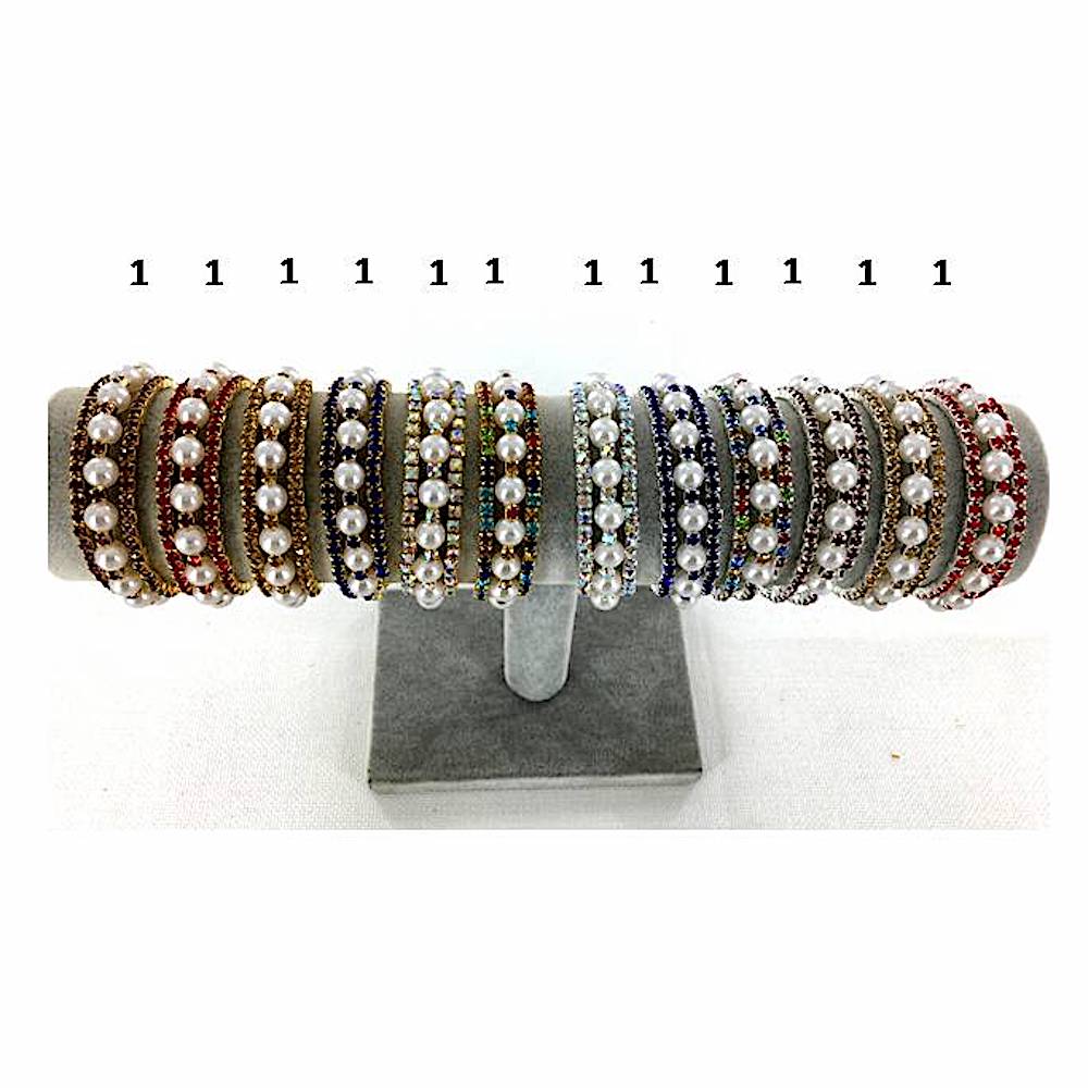 Rhinestone Pearl Bracelet Cuff