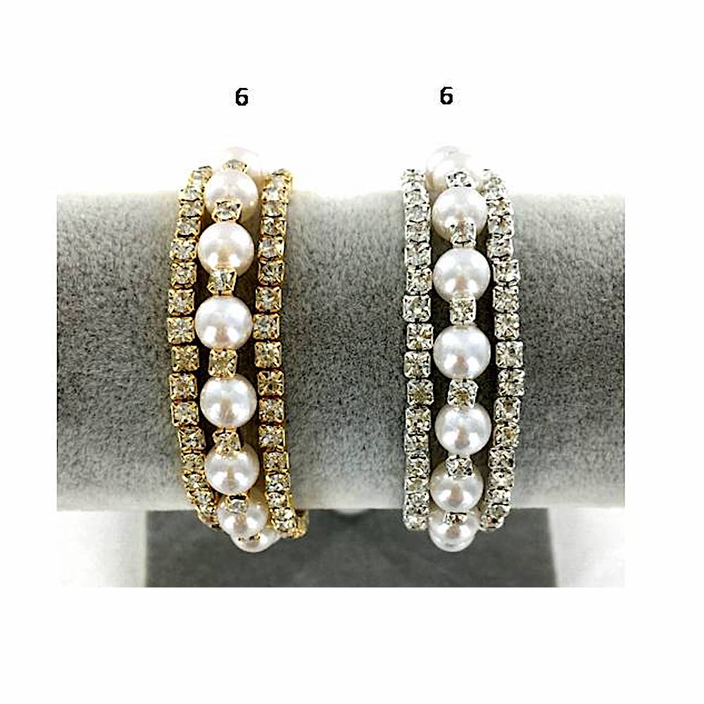 Rhinestone Pearl Bracelet Cuff