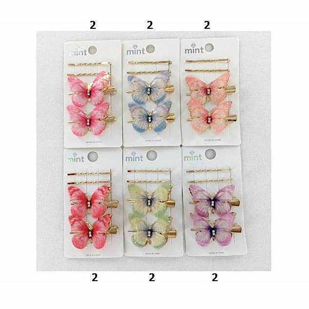 Fabric Butterfly Hair Clip Set