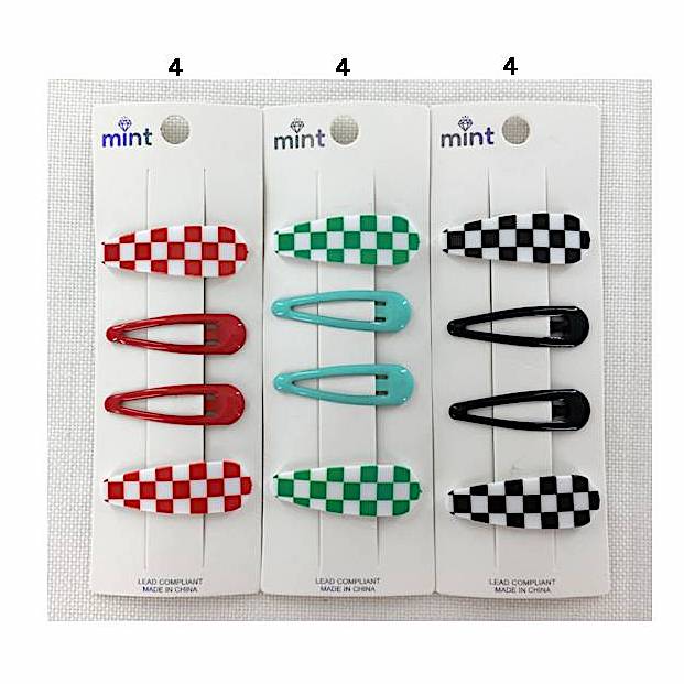 Checkered Hair Clip Set