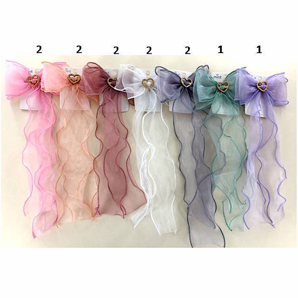 GYH12789 - Sheer Heart Hair Bow Clip
