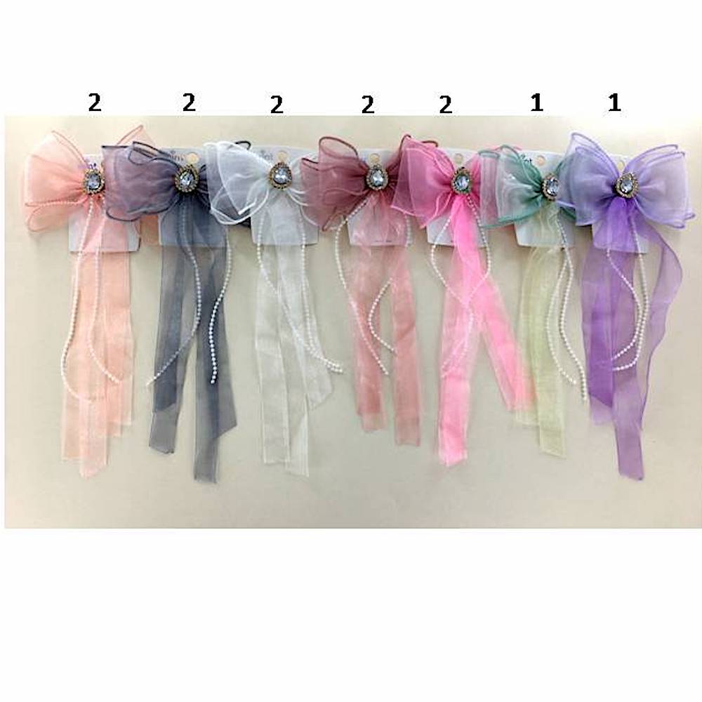 Sheer Pearl Hair Bow Clip