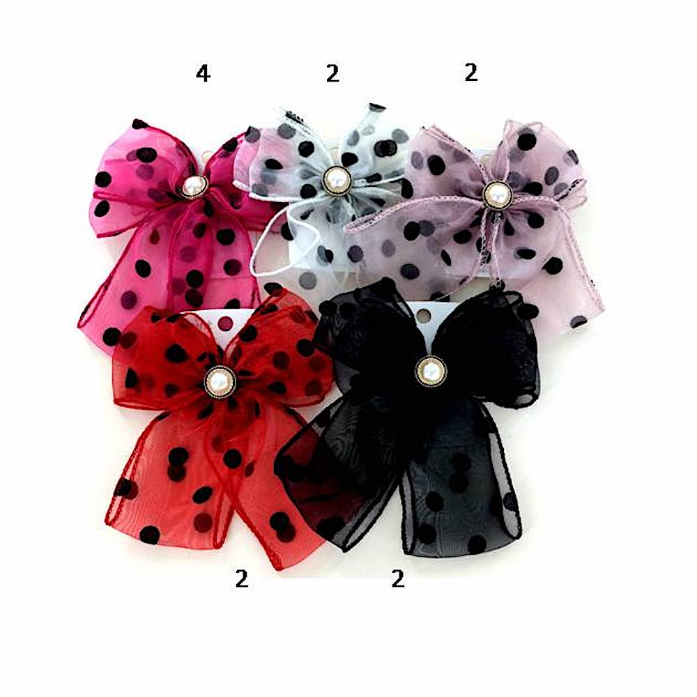 Sheer Polka Dot Hair Bow Clip