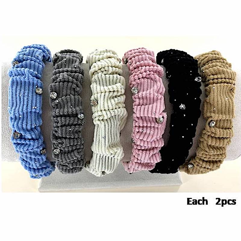 Soft Ruched Rhinestone Headband