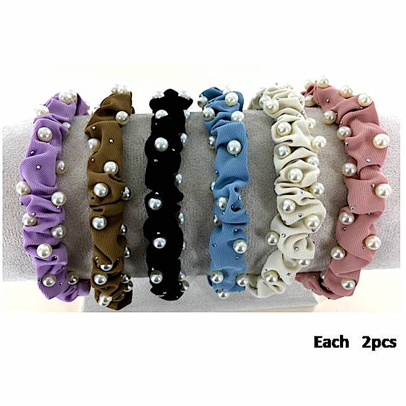 Ribbed Ruched Pearl Headband