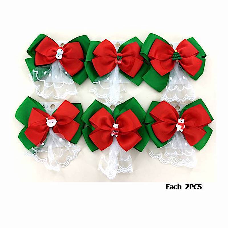 Christmas Lace Hair Bow Clip