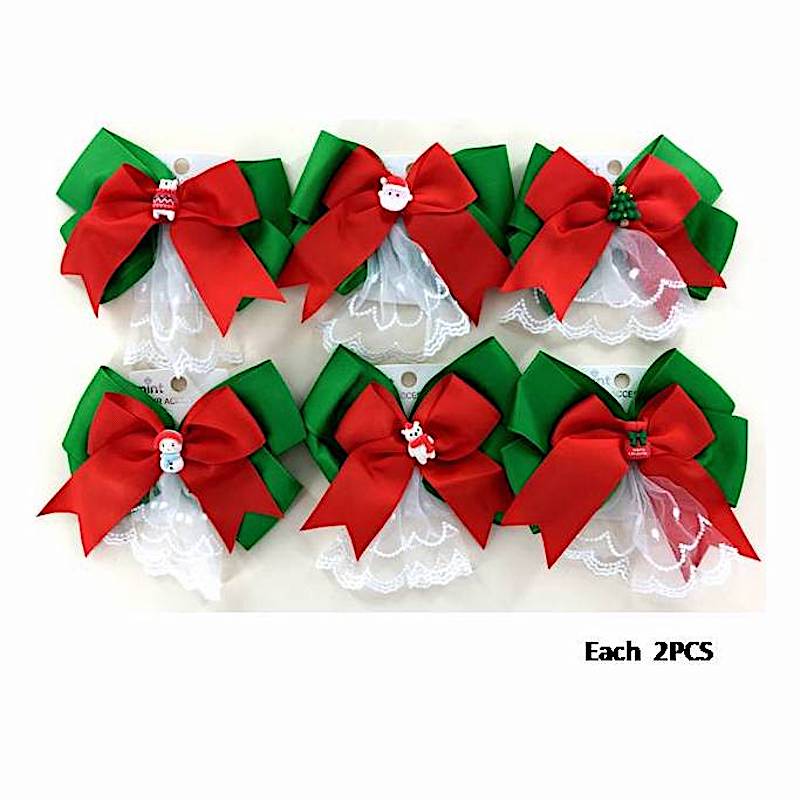 Christmas Lace Hair Bow Clip