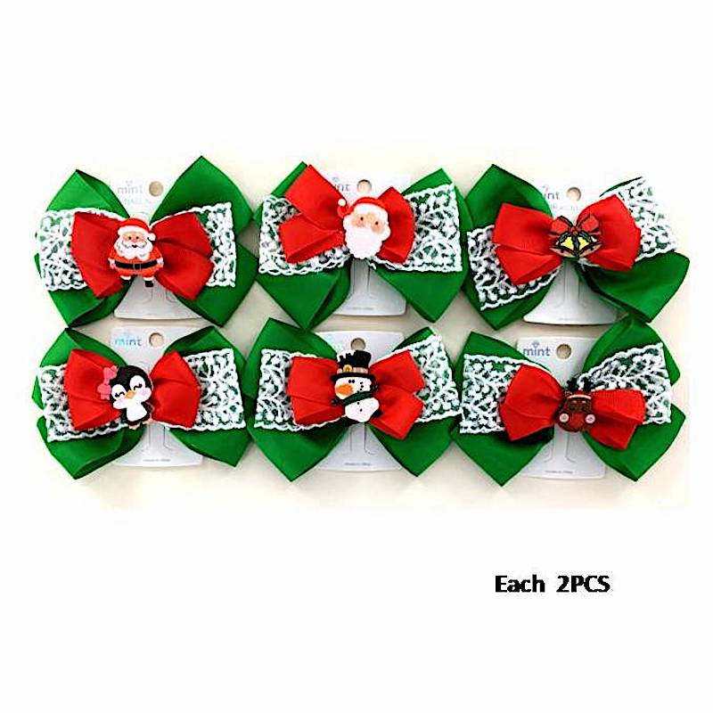 Christmas Lace Hair Bow Clip