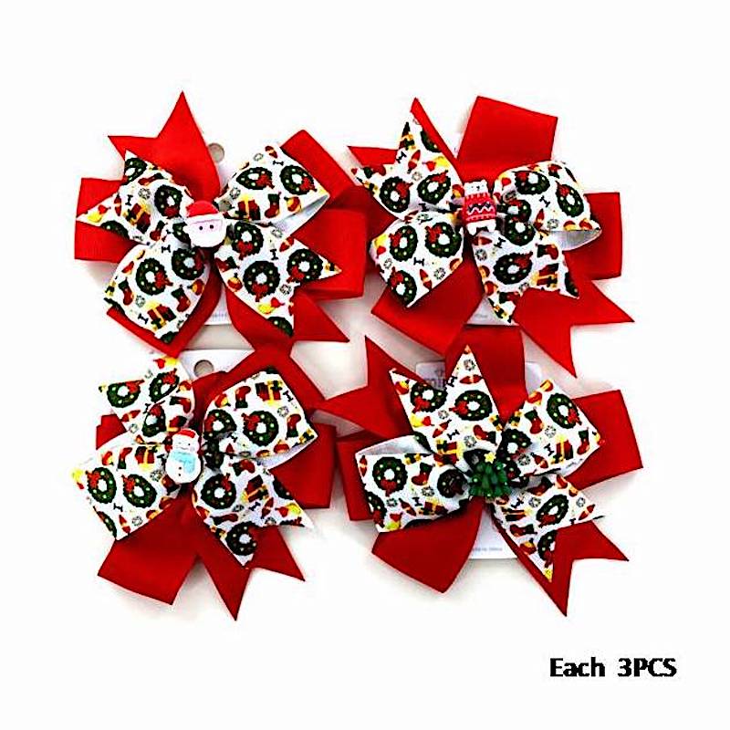 Christmas Wreath Hair Bow Clip
