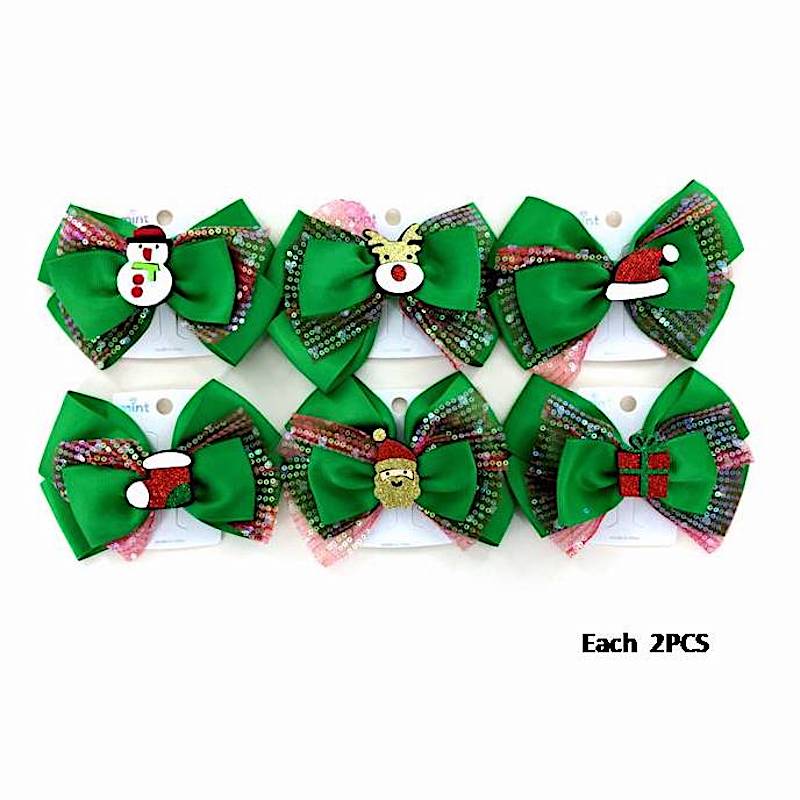 Christmas Sequin Hair Bow Clip