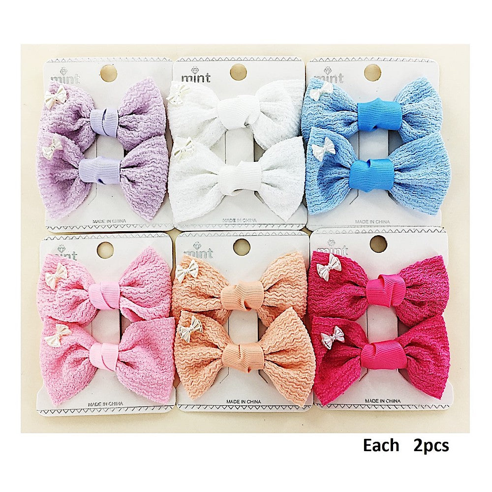 Ribbed Hair Bow Clip Set