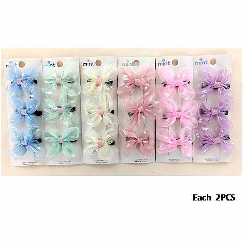 Holographic Flower Bow Clip Set