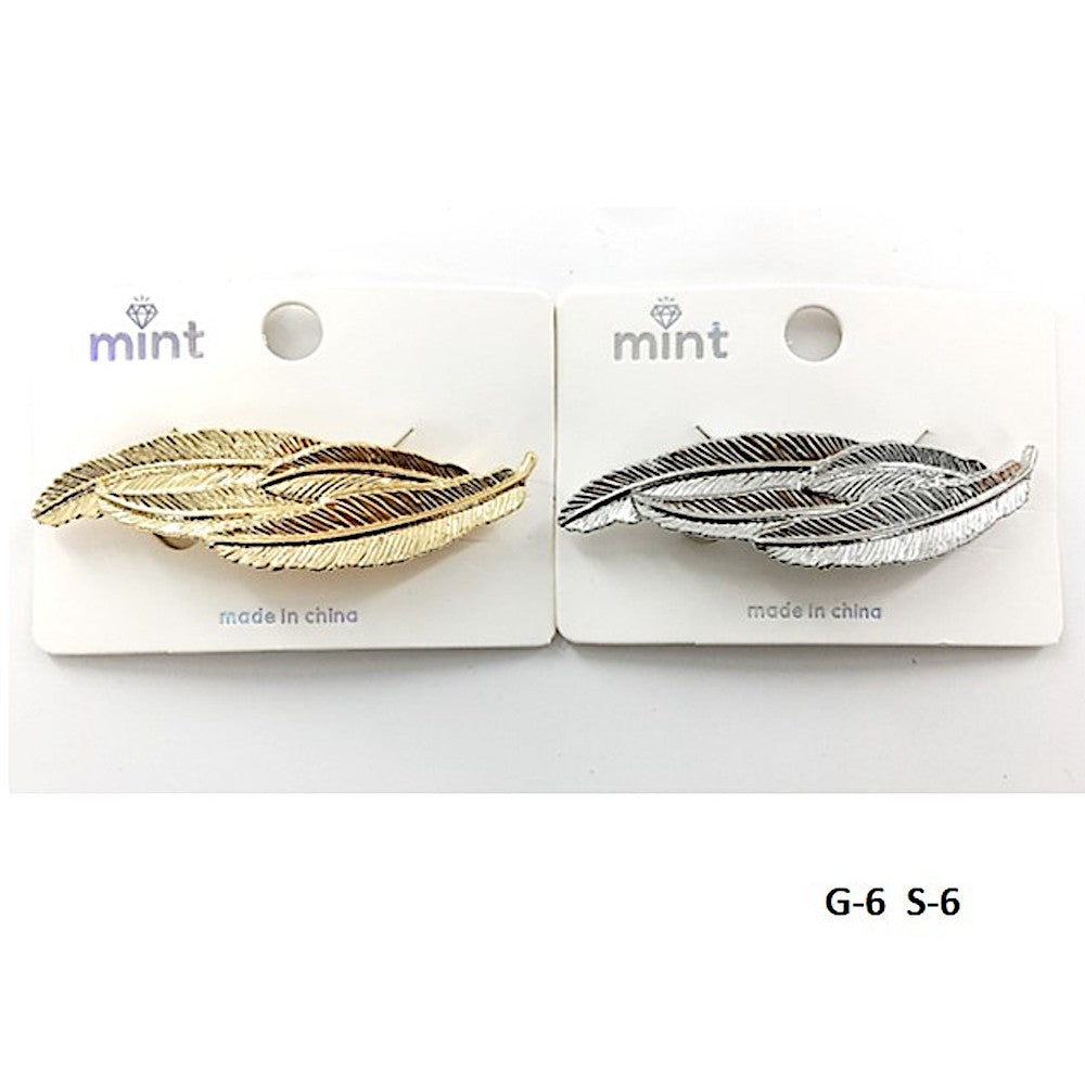 Metal Feather Trio Barrette Hair Clip