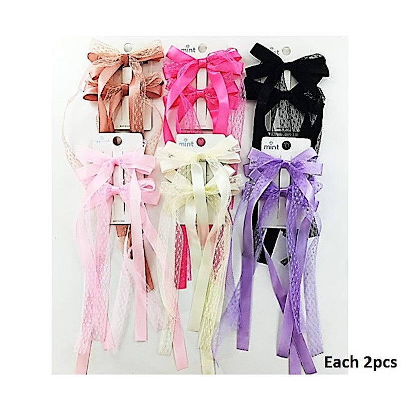 Lace Hair Bow Clip Set