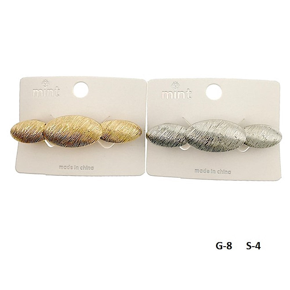 Brushed Geometric Metal Barrette Clip