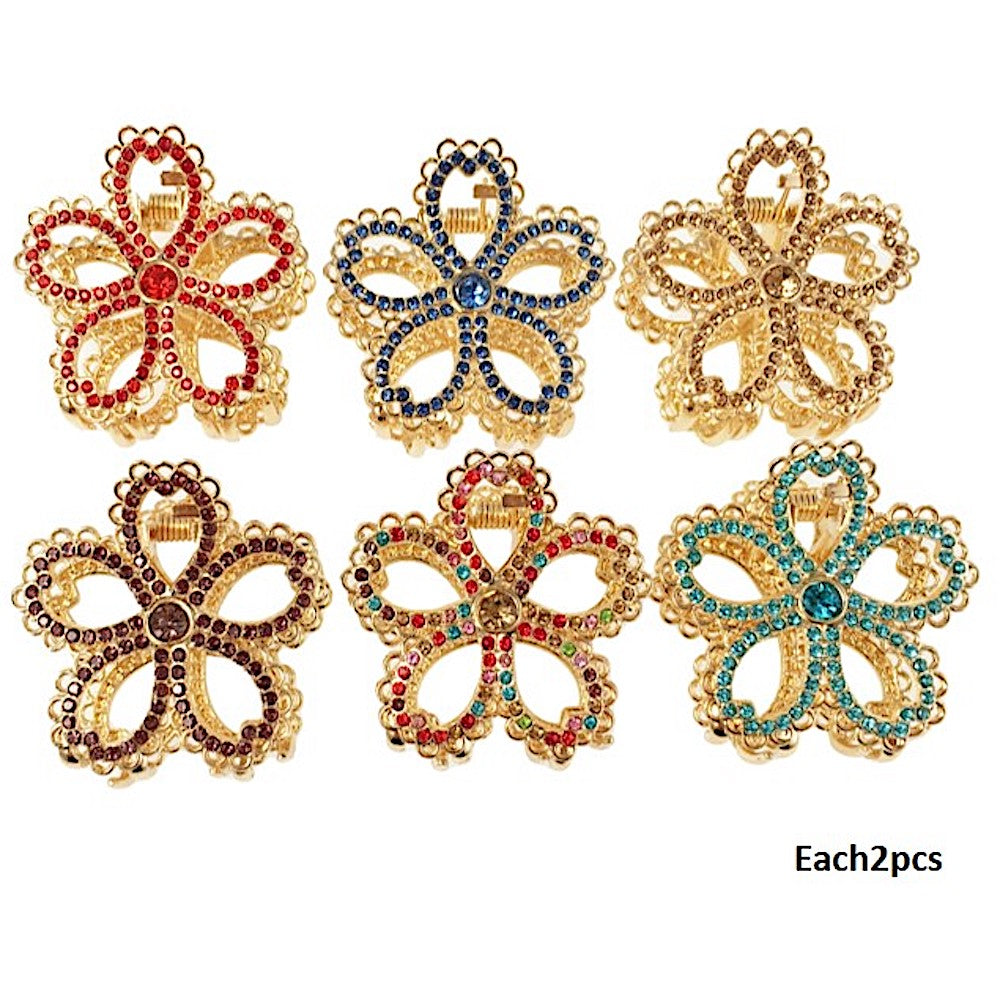 Rhinestone Flower Claw Clip