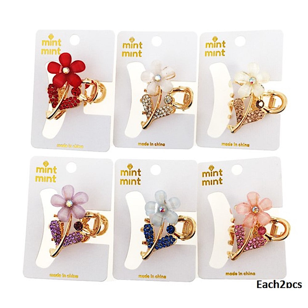 Rhinestone Flower Claw Clip