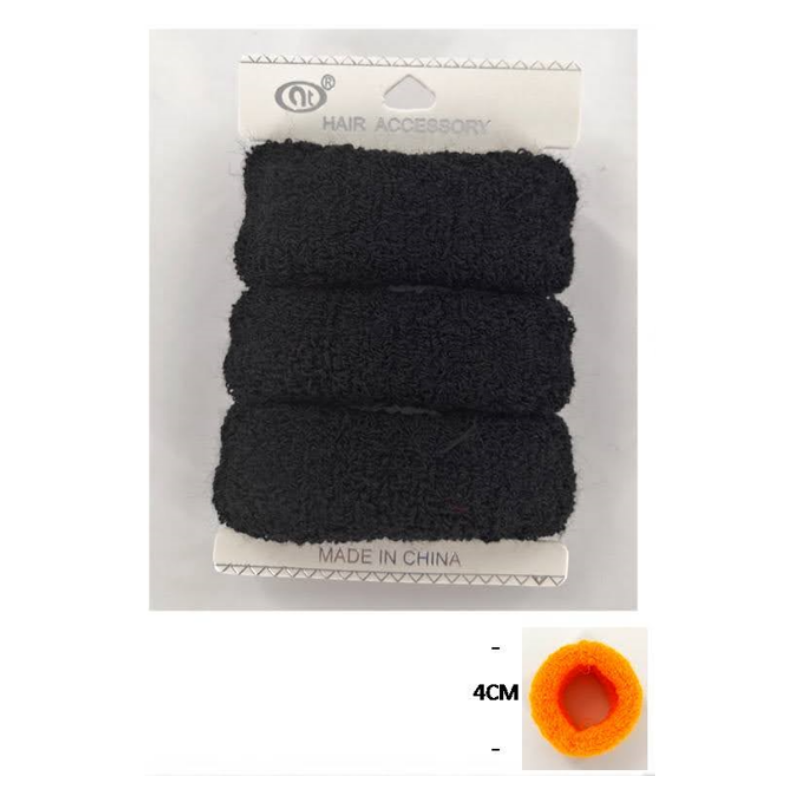 Black Woolen Hair Tie 3 Pce Set