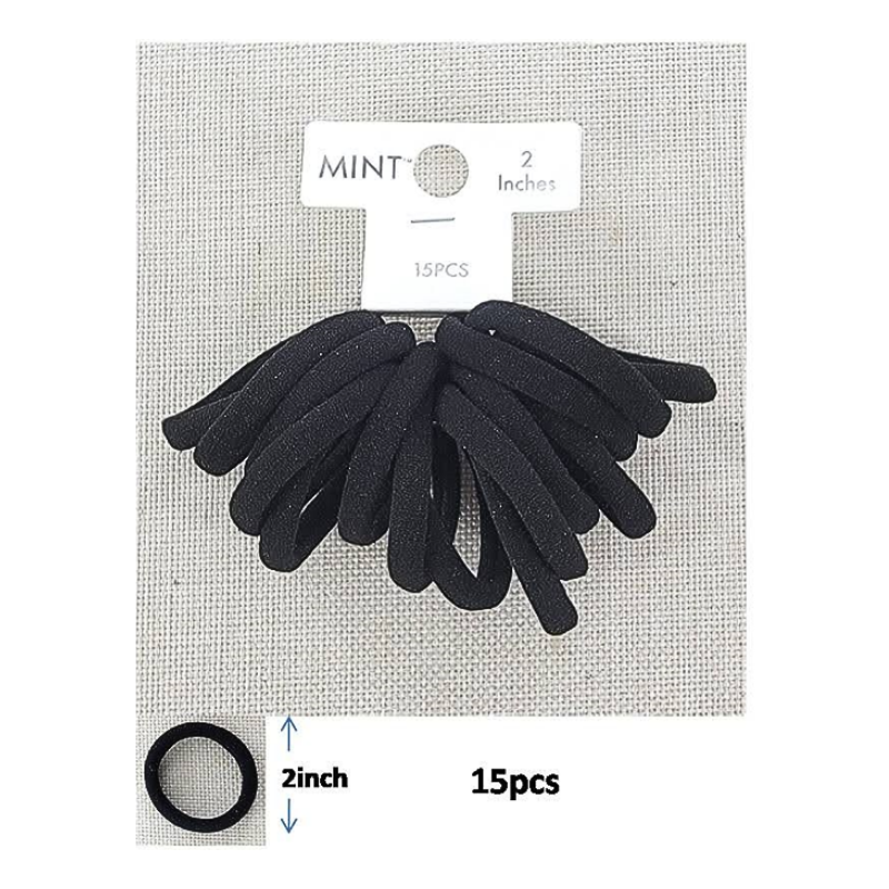 Black Nylon Hair Tie 15 Pce Set