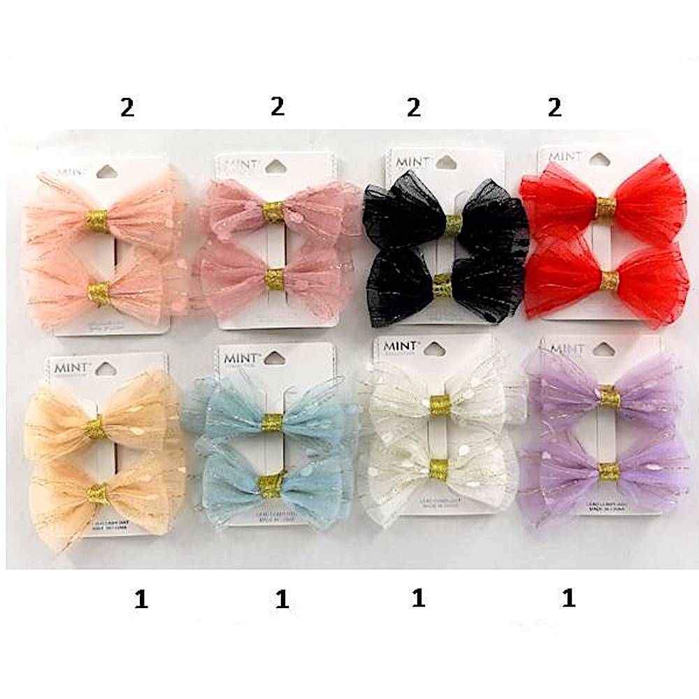 Striped Chiffon Hair Bow Clip Set