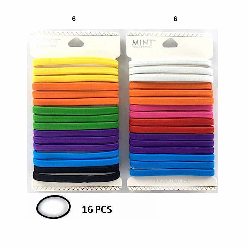 Assorted Elastic Hair Ties 16 Pce Set