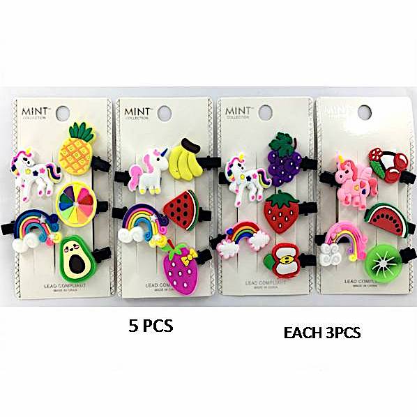 Unicorn & Fruit Hair Clip Set