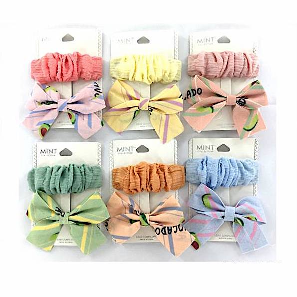 Avocado Hair Bow Clip Set