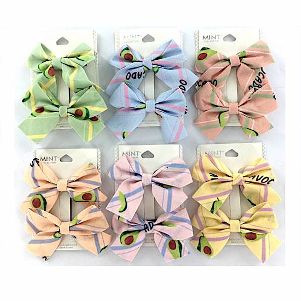 Avocado Hair Bow Clip Set