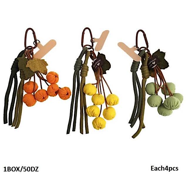 Autumn Leaf & Pumpkins Carabiner Rope Keychain