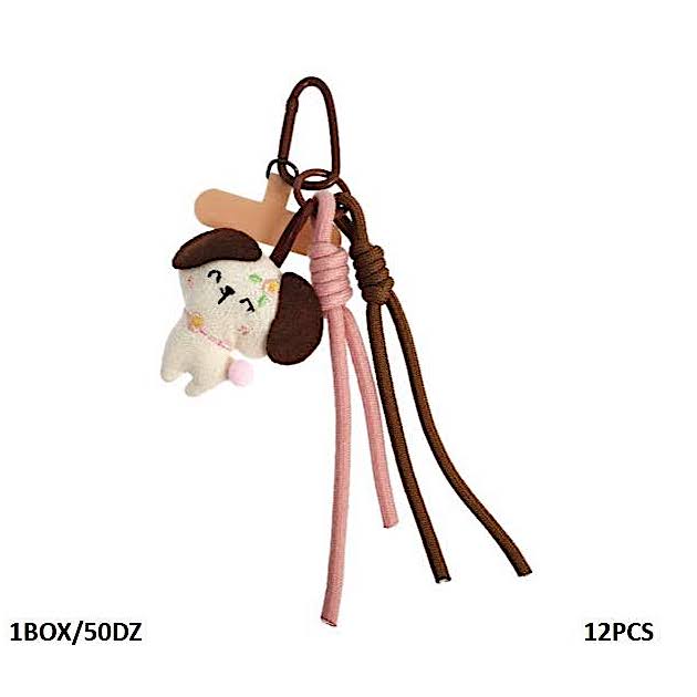 Embroidered Puppy Carabiner Rope Keychain