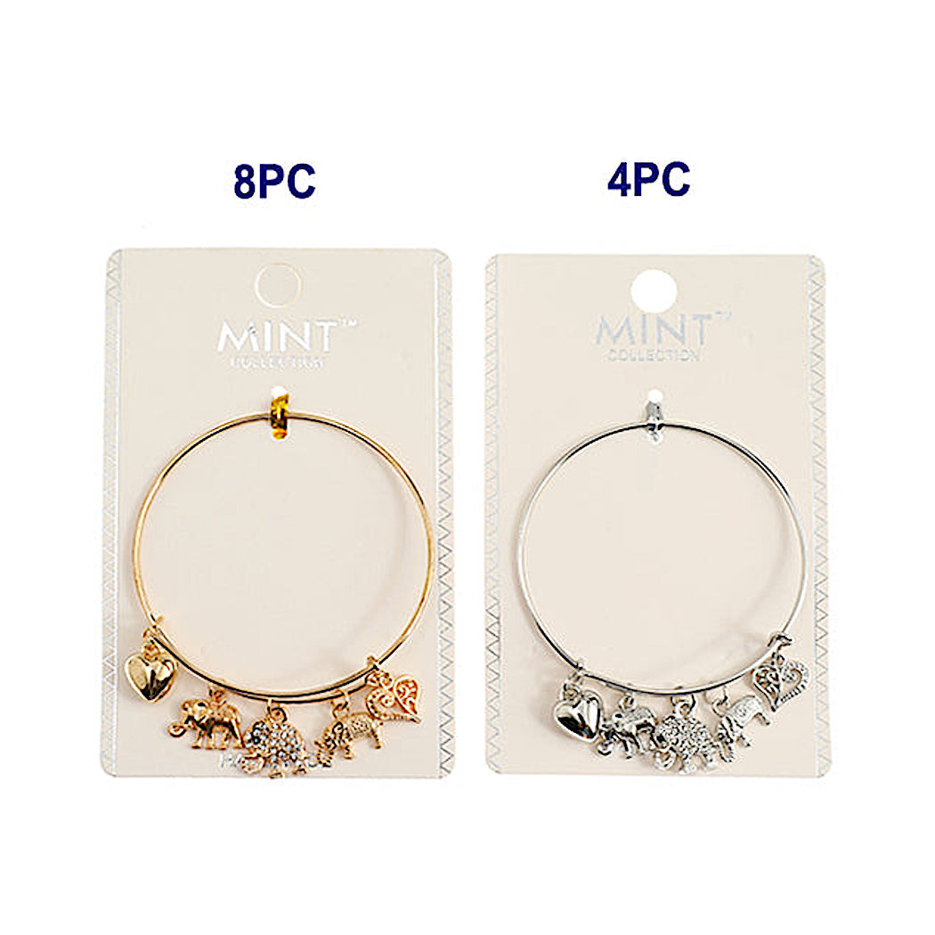 Elephant Charm Bangle Bracelet