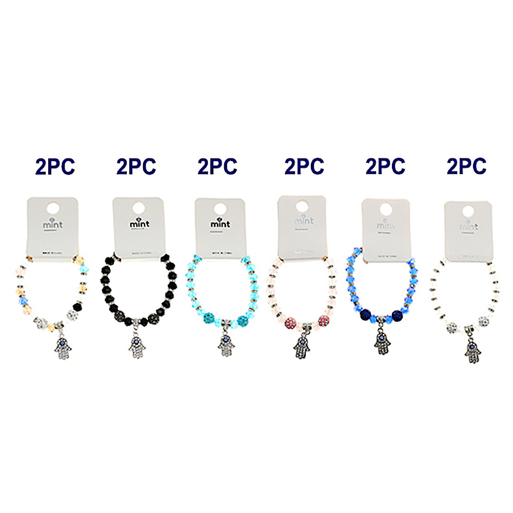 Rhinestone Evil Eye Bead Bracelet