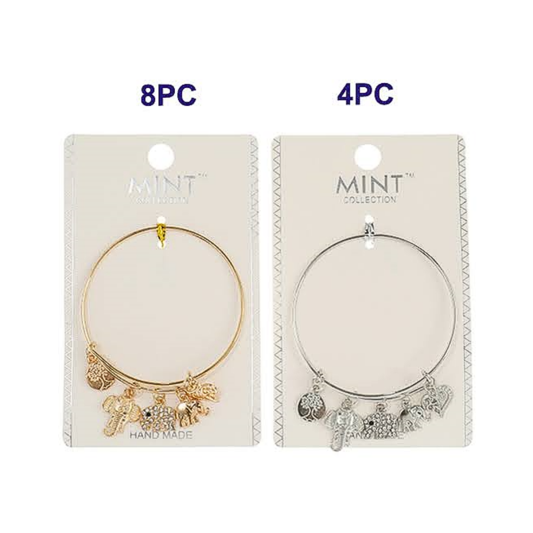 Elephant Charm Bangle Bracelet