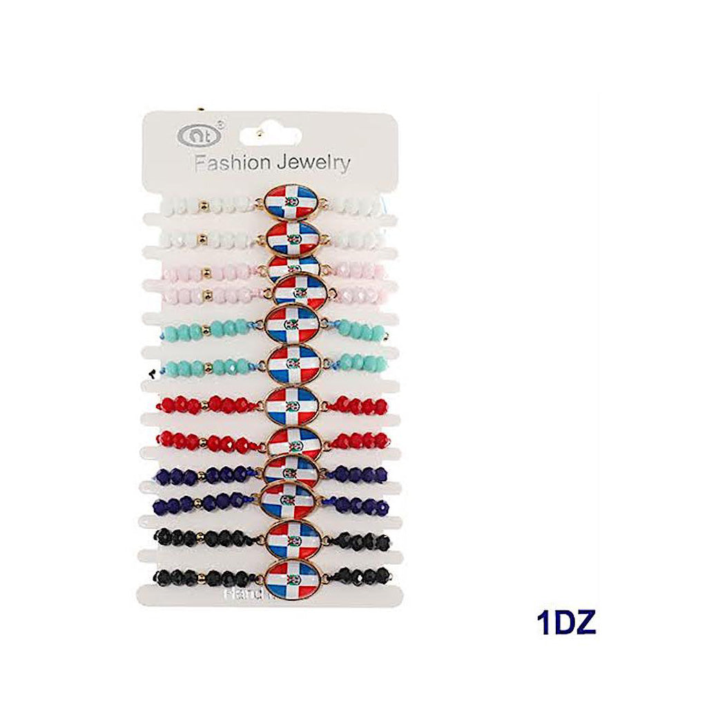 Dominican Republic Flag Adjustable Thread Bracelet