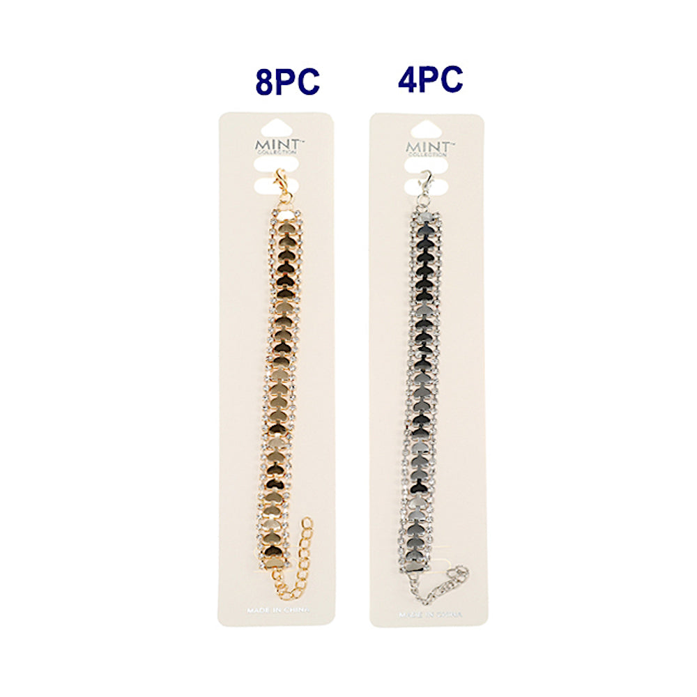 Rhinestone Heart Link Bracelet