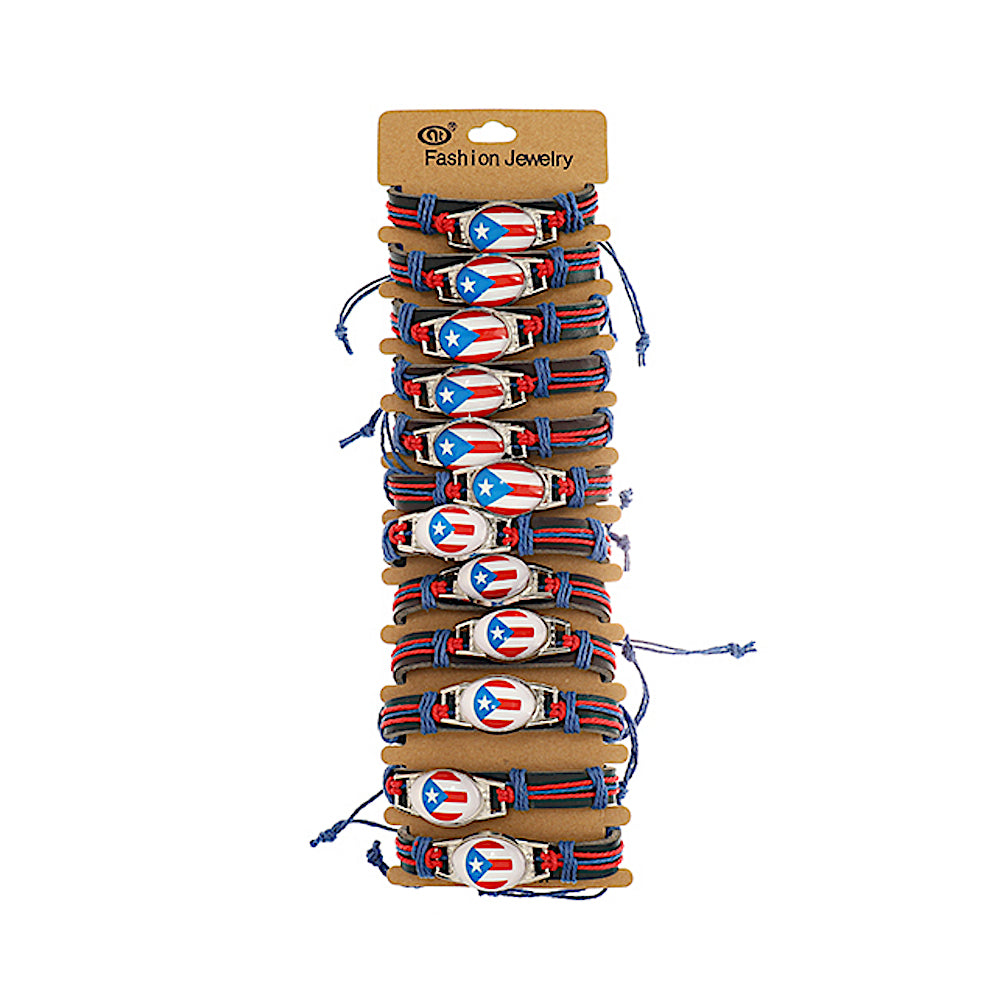 Puerto Rico Adjustable Leather Bracelet