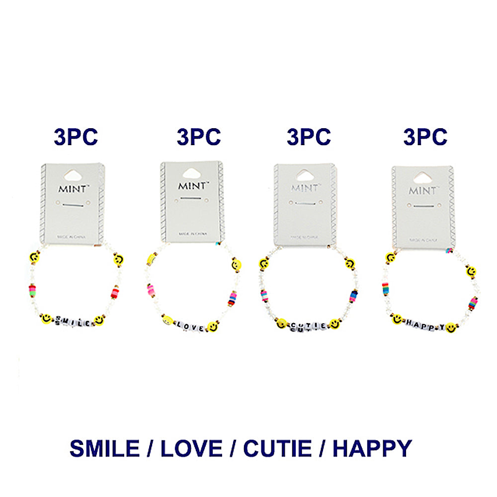 Smiley Face Beaded Word Bracelet