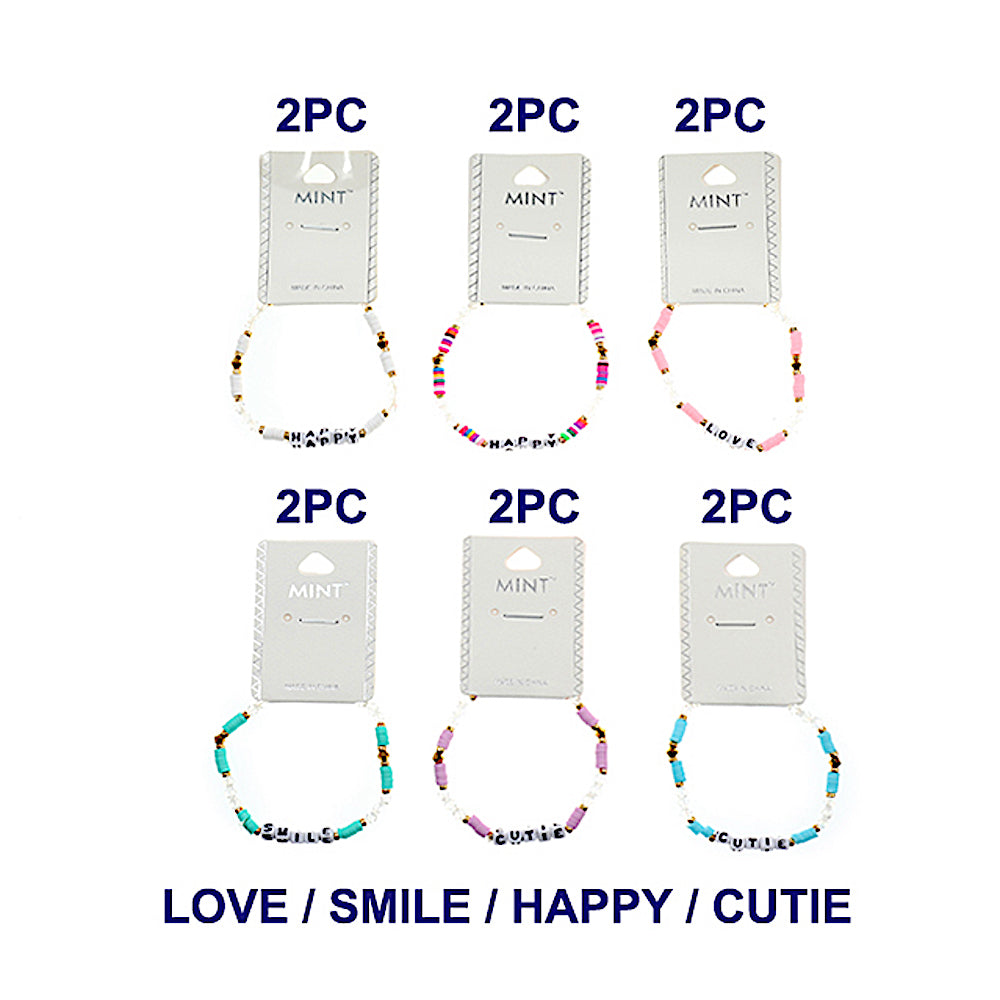 Rainbow Disc Bead Word Bracelet