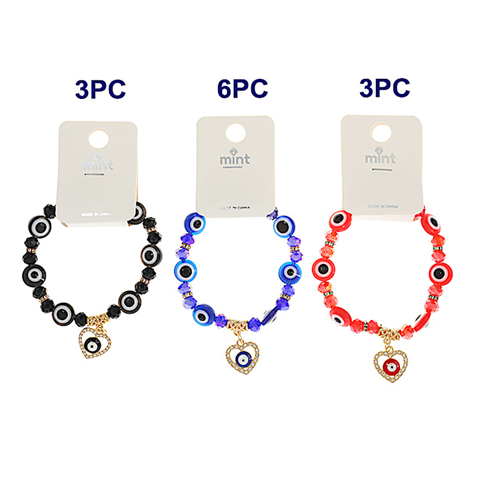 Evil Eye Crystal Bead Stretch Bracelet