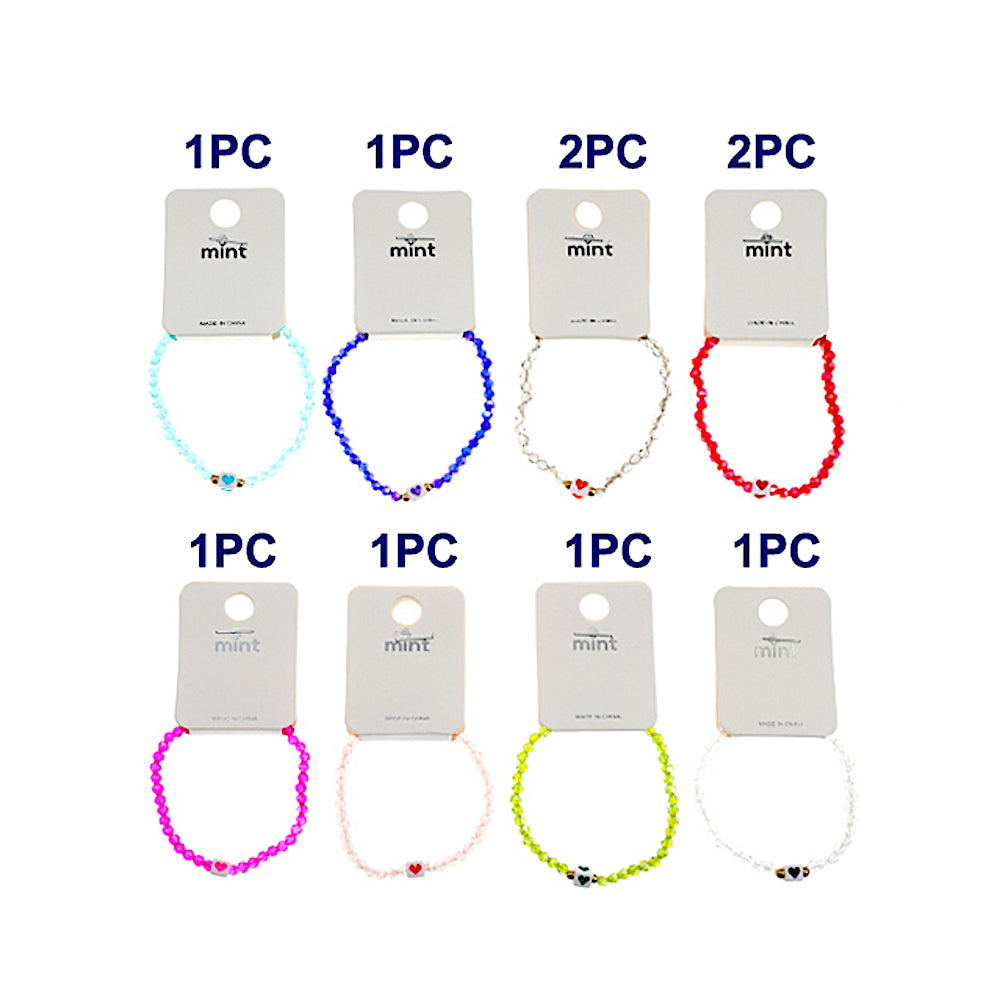 Mini Heart Crystal Bead Stretch Bracelet