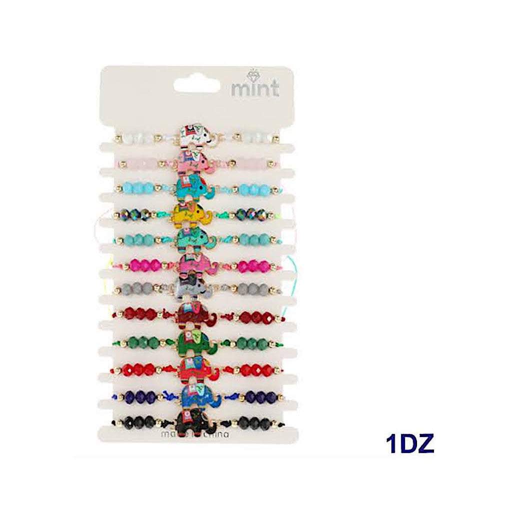 Enamel Elephant Adjustable Thread Bracelet