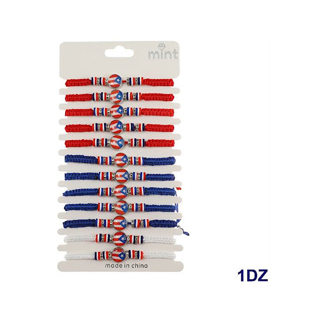 Puerto Rico Flag Adjustable Thread Bracelet