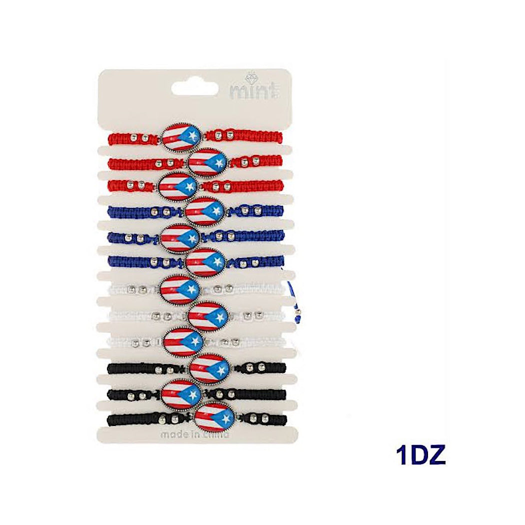 Puerto Rico Flag Adjustable Thread Bracelet