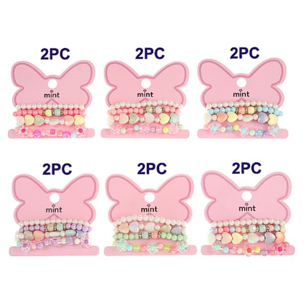 Heart Bead Stretch Bracelet Set