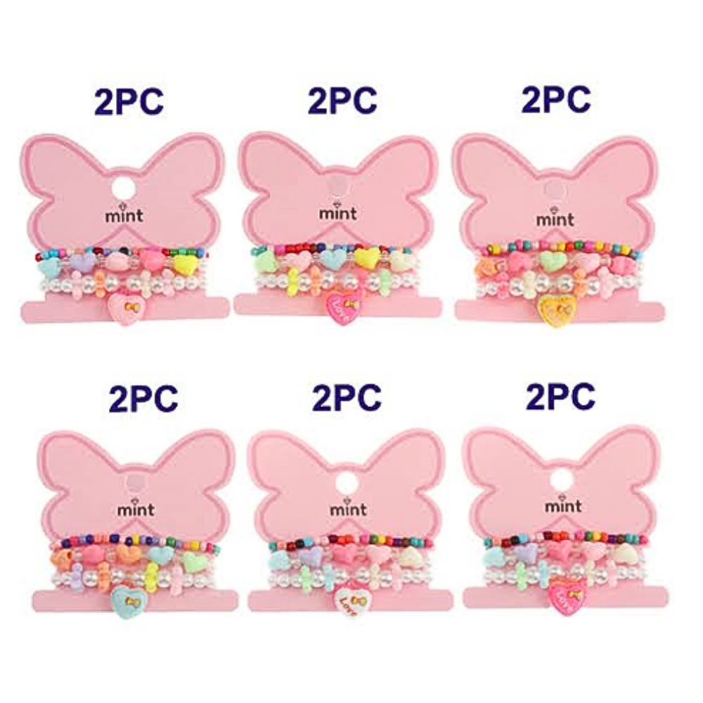 Heart Bead Stretch Bracelet Set