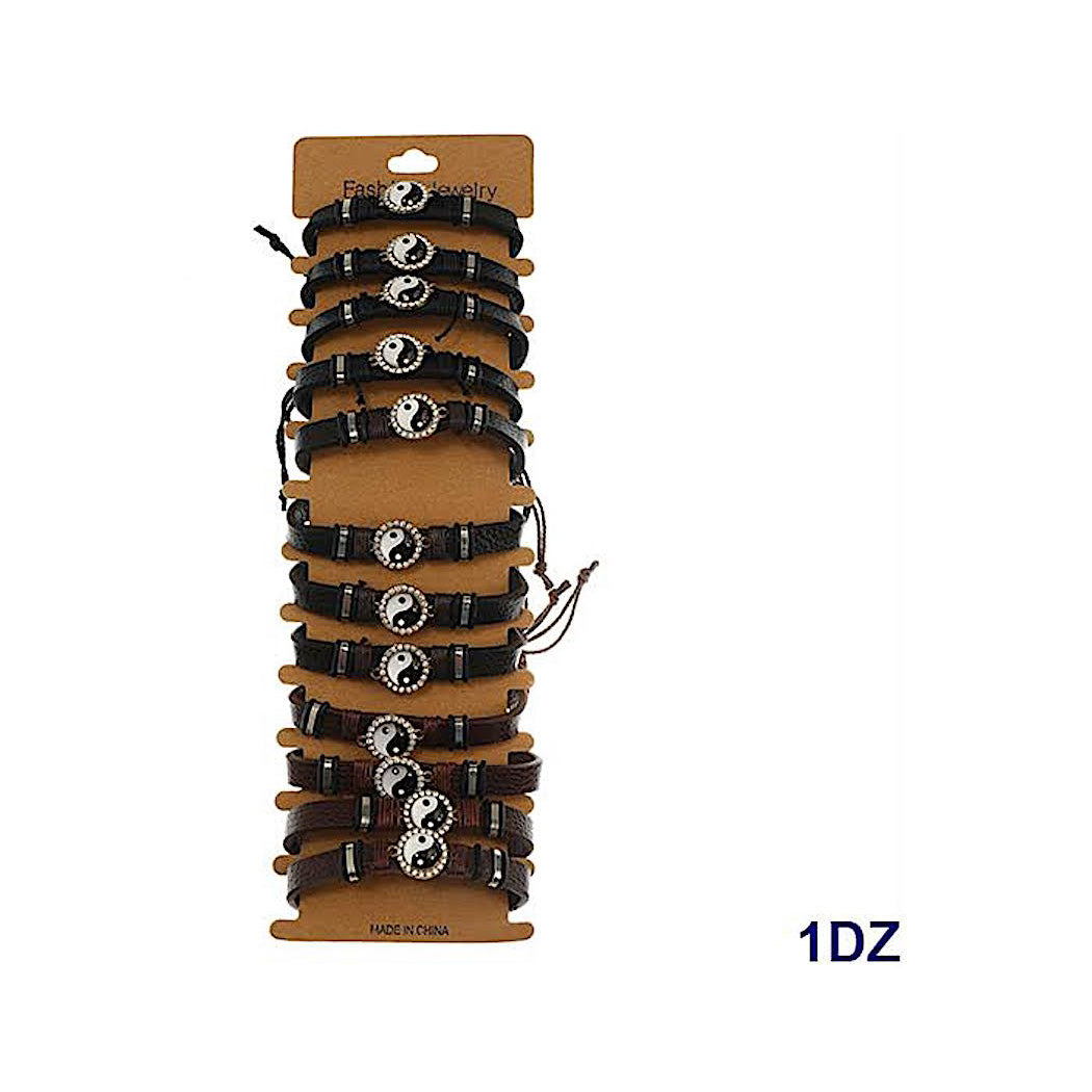 Yin & Yang Adjustable Leather Bracelet