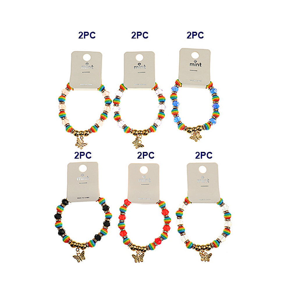 Butterfly Rainbow Bead Stretch Bracelet