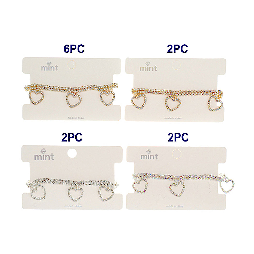 Rhinestone Heart Charm Bracelet