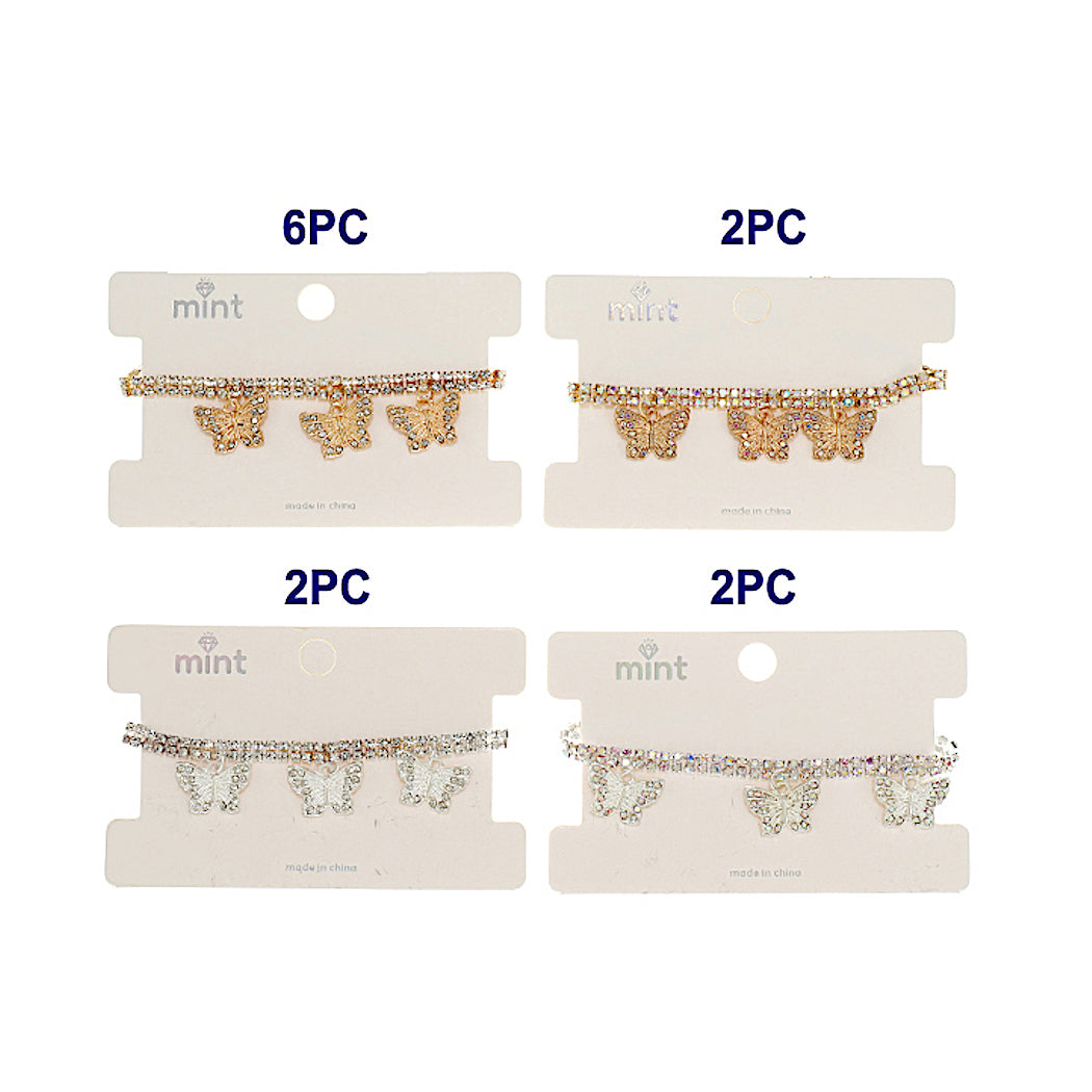 Rhinestone Butterfly Charm Bracelet