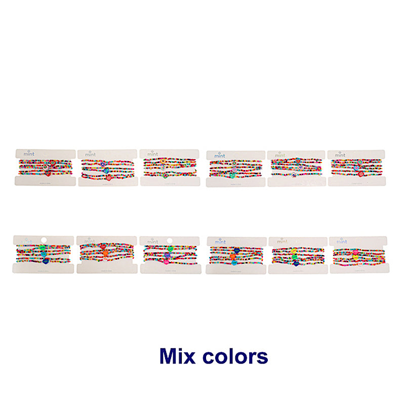 Candy Heart Beaded Stretch Bracelet Set